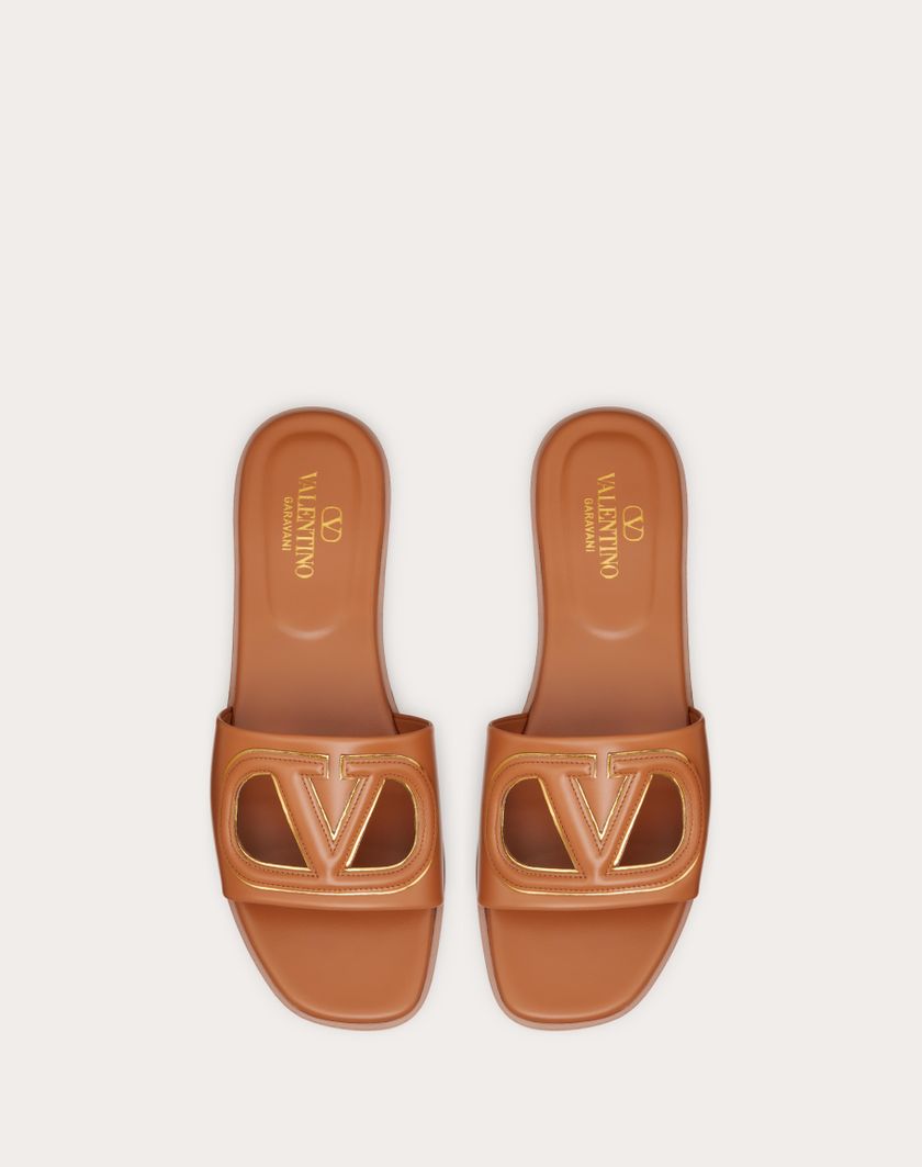 VLOGO CUT-OUT CALFSKIN SLIDE SANDAL - Image 2